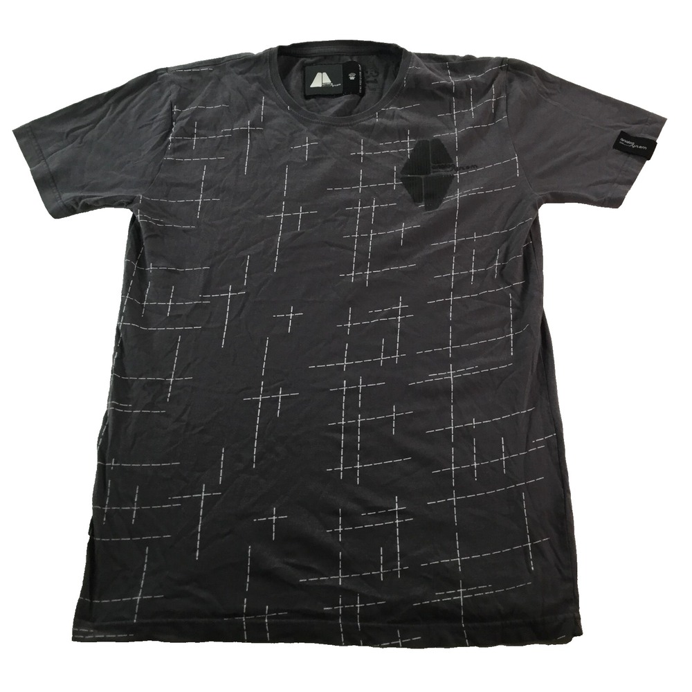 Analog System T Shirt Mens Medium Gray Short Sleeve Graphic Grid Print Tee